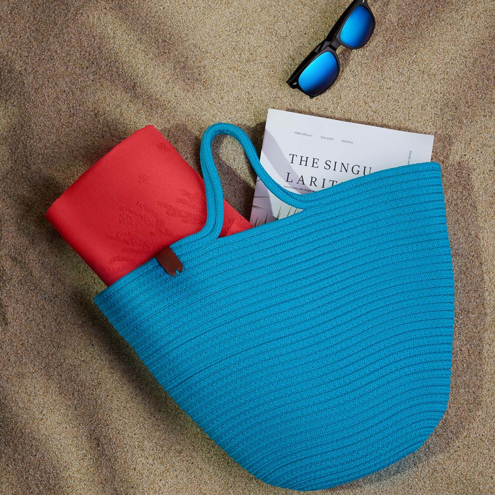 BY COLLECTION Карибы Сумка плетеная 30х25см, 100% полиэстер, бирюзовый, арт.№ 496-019