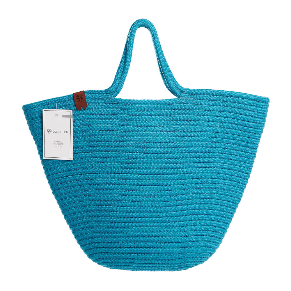 BY COLLECTION Карибы Сумка плетеная 30х25см, 100% полиэстер, бирюзовый, арт.№ 496-019