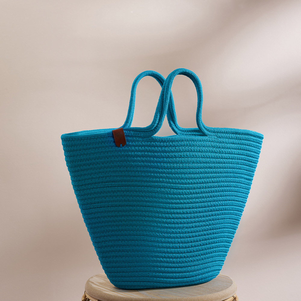 BY COLLECTION Карибы Сумка плетеная 30х25см, 100% полиэстер, бирюзовый, арт.№ 496-019