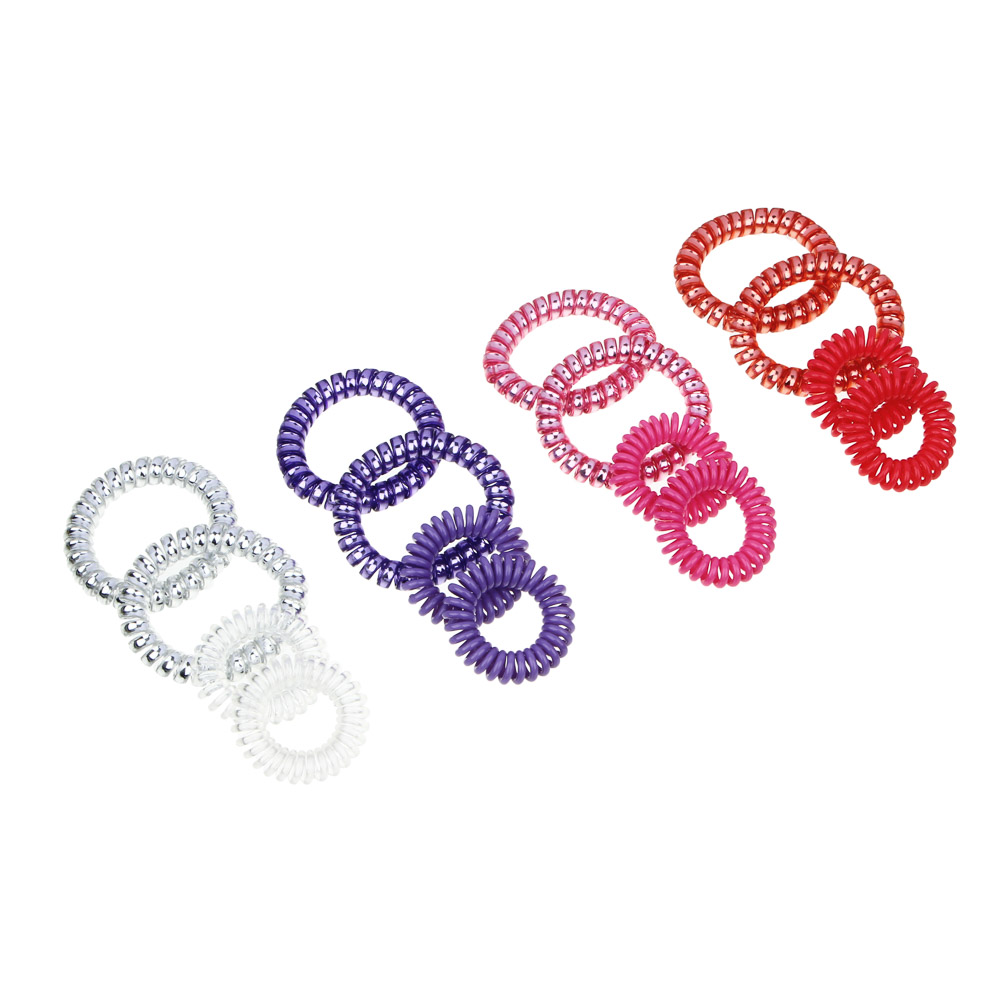 BERIOTTI Набор резинок-спиралек для волос 4шт, ТПУ, 3,5/5,5см, 4 цвета, арт.№ 322-245