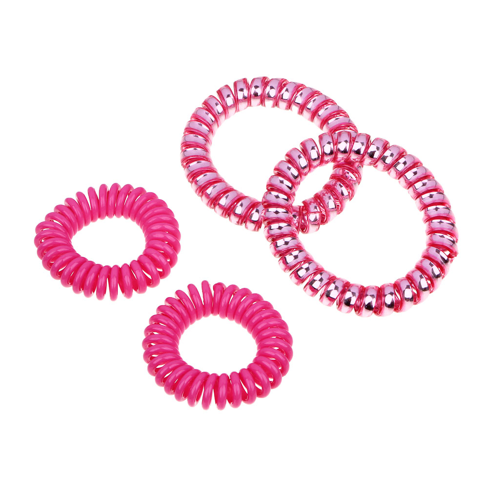 BERIOTTI Набор резинок-спиралек для волос 4шт, ТПУ, 3,5/5,5см, 4 цвета, арт.№ 322-245