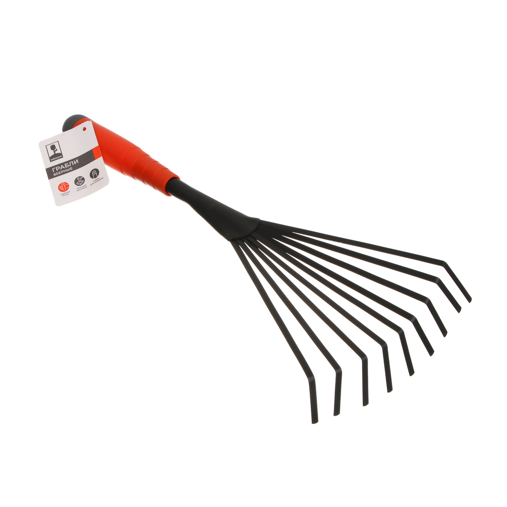 INBLOOM Грабли веерные, 9 зубьев, 37.5х15см, PP, металл, арт.№ 181-009