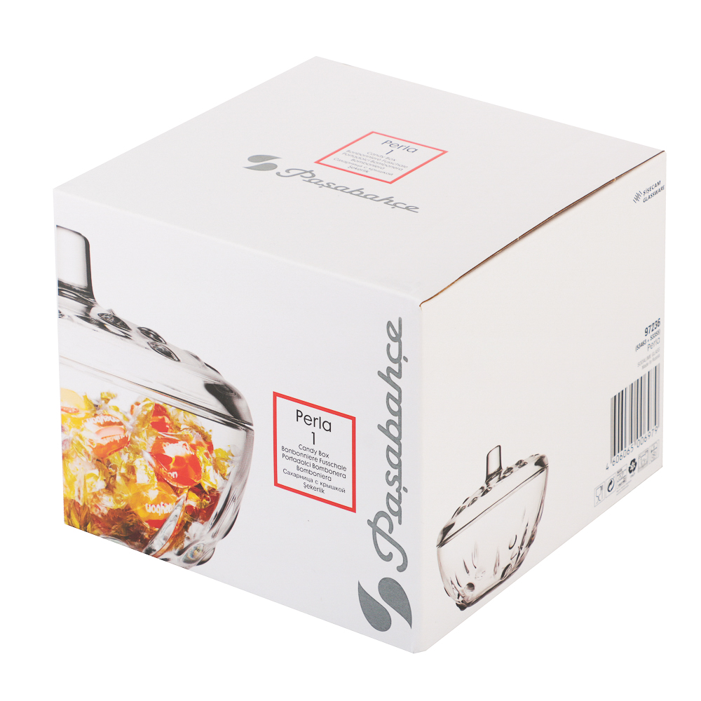 PASABAHCE Перла Сахарница с крышкой 140мм 500мл, стекло, арт.№ 877-780