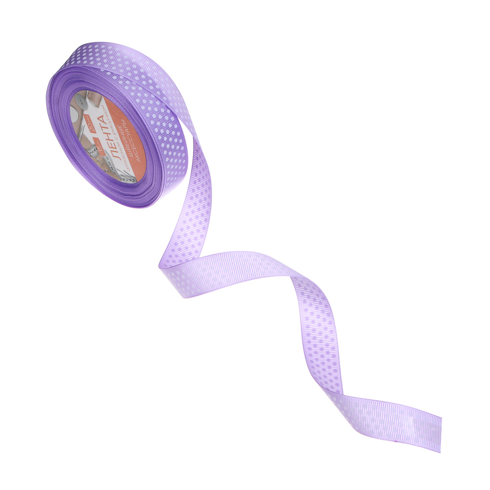 Лента атласная с рисунком, длина 15м, ширина 20мм, полиэстер, 3 цвета, арт.№ 366-239