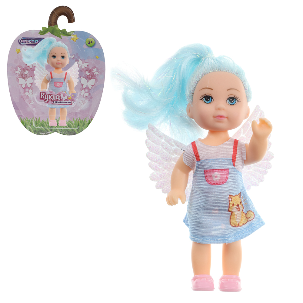 ИГРОЛЕНД Кукла с крылышками и цветн.волосами, 11 см, ABS, PVC, полиэстер, 13,5х4,5х18 см, 6 дизайнов, арт.№ 436-150