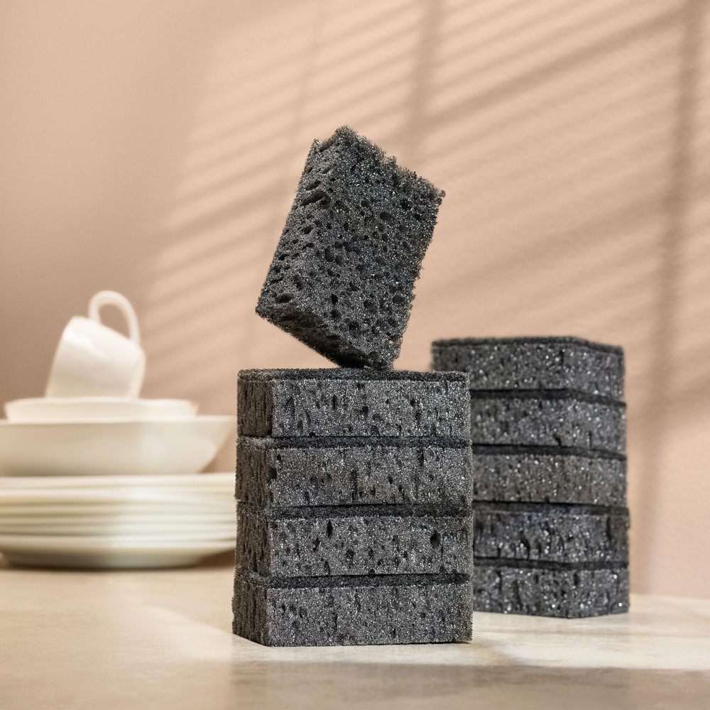 Губки для мытья посуды Гармония черного, 9,8x6,6x3,0см, 10шт, арт.№ 441-268