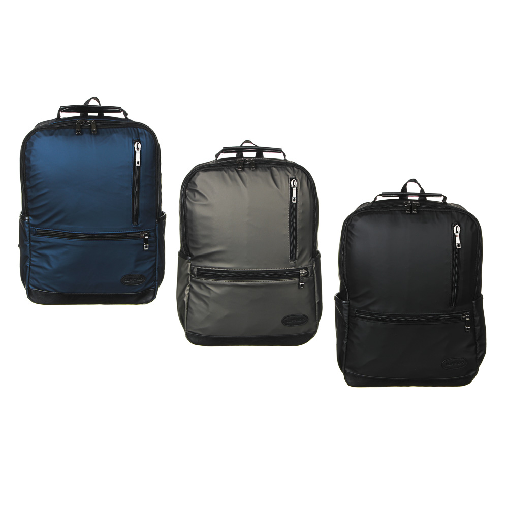 Рюкзак подростковый, 39,5x28x11см, 1 отд, 4 карм, многослойный водоотталк.нейлон, иск.кожа, 3 цвета, арт.№ 254-385