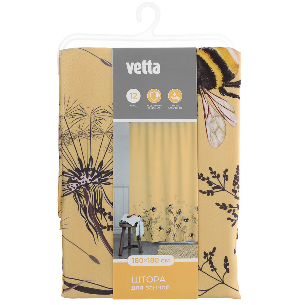 Штора для ванной тм VETTA Орра Bee, полиэстер, 180*180см, арт.№ 461-681