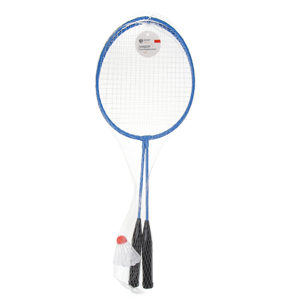 Набор для бадминтона, тм BY SPORT, 2 ракетки, 1 волан, в сетке, металл, пластик, арт.№ 136-007
