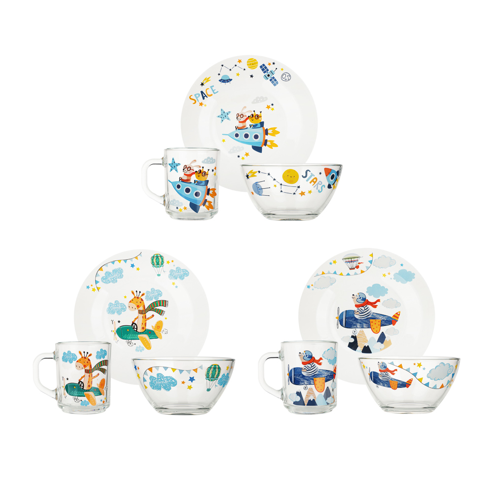 Набор для завтрака "Авиаторы", 3 предмета: кружка 200мл, салатник 12,7см (0,46л), тарелка 19,6см, арт.№ 829-229