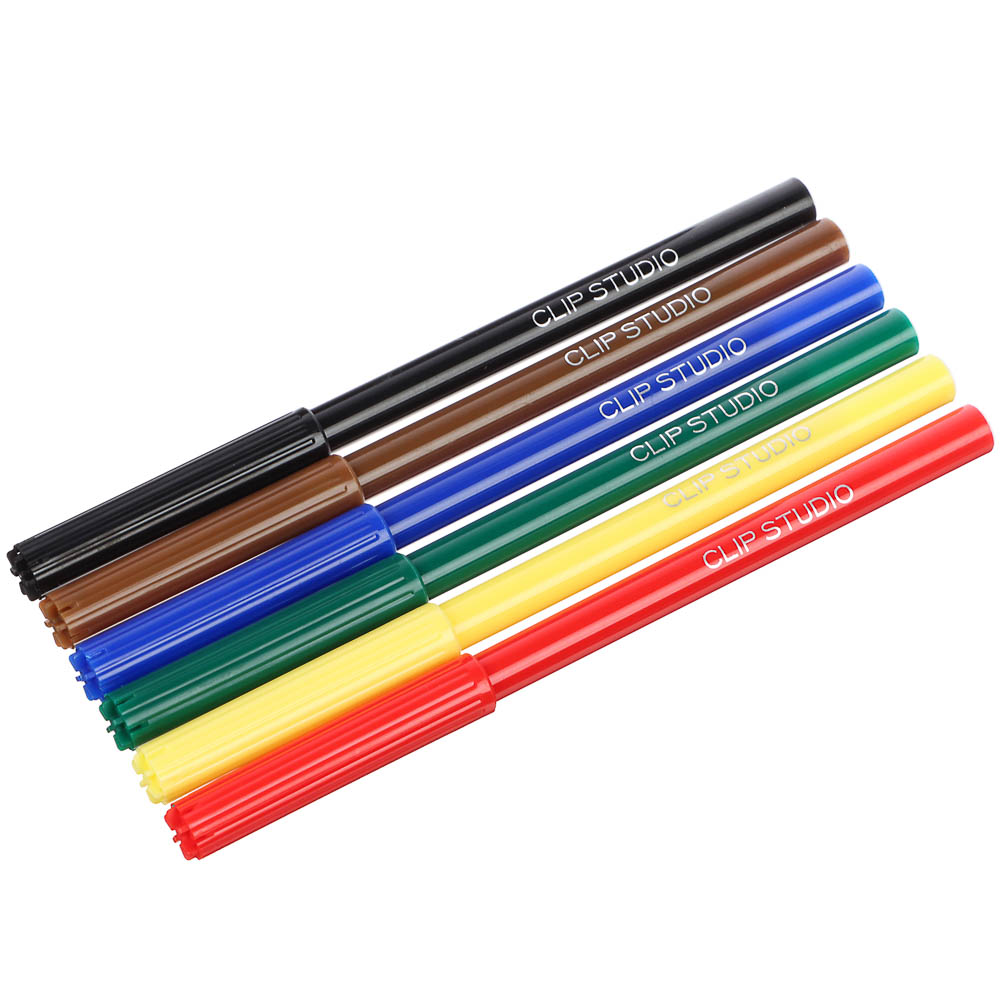 Фломастеры 6цв. ClipStudio с цветным вент.колпачком, 2 вида, ПВХ пенал с подвесом, арт.№ 256-284