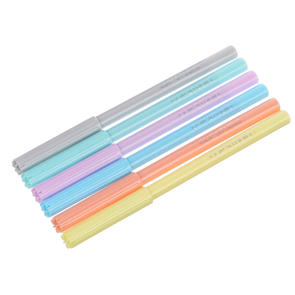 Фломастеры 6цв. ClipStudio с цветным вент.колпачком, 2 вида, ПВХ пенал с подвесом, арт.№ 256-284