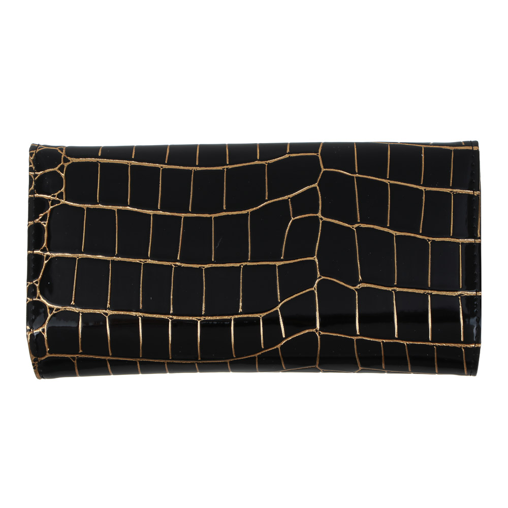 ЮL Кенсия Кошелек женский для купюр, карт и монет с фермуаром, полиуретан, 18,5х10х3,5 см, черный, МП-9, арт.№ 303-032