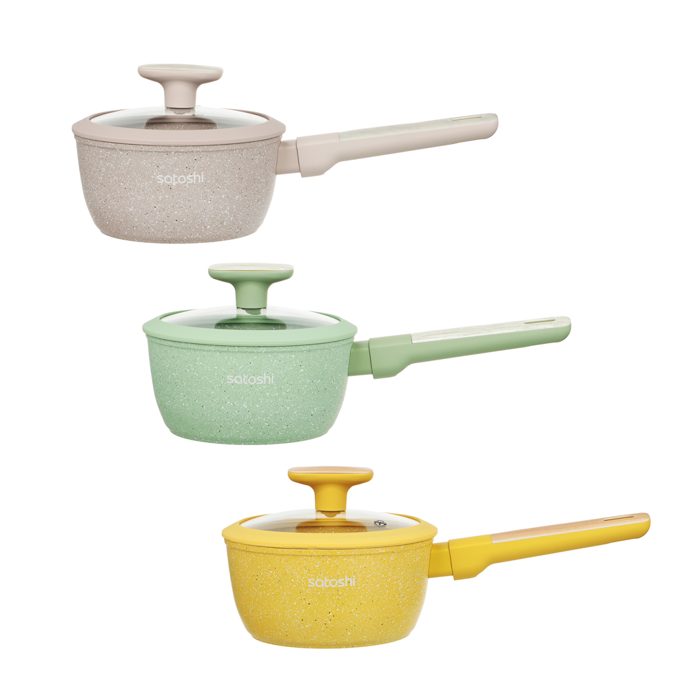 SATOSHI Дейзи Ковш 1,3л, d16см, с крышкой, антипригарное покрытие мрамор, индукция, 3 цвета, арт.№ 846-683