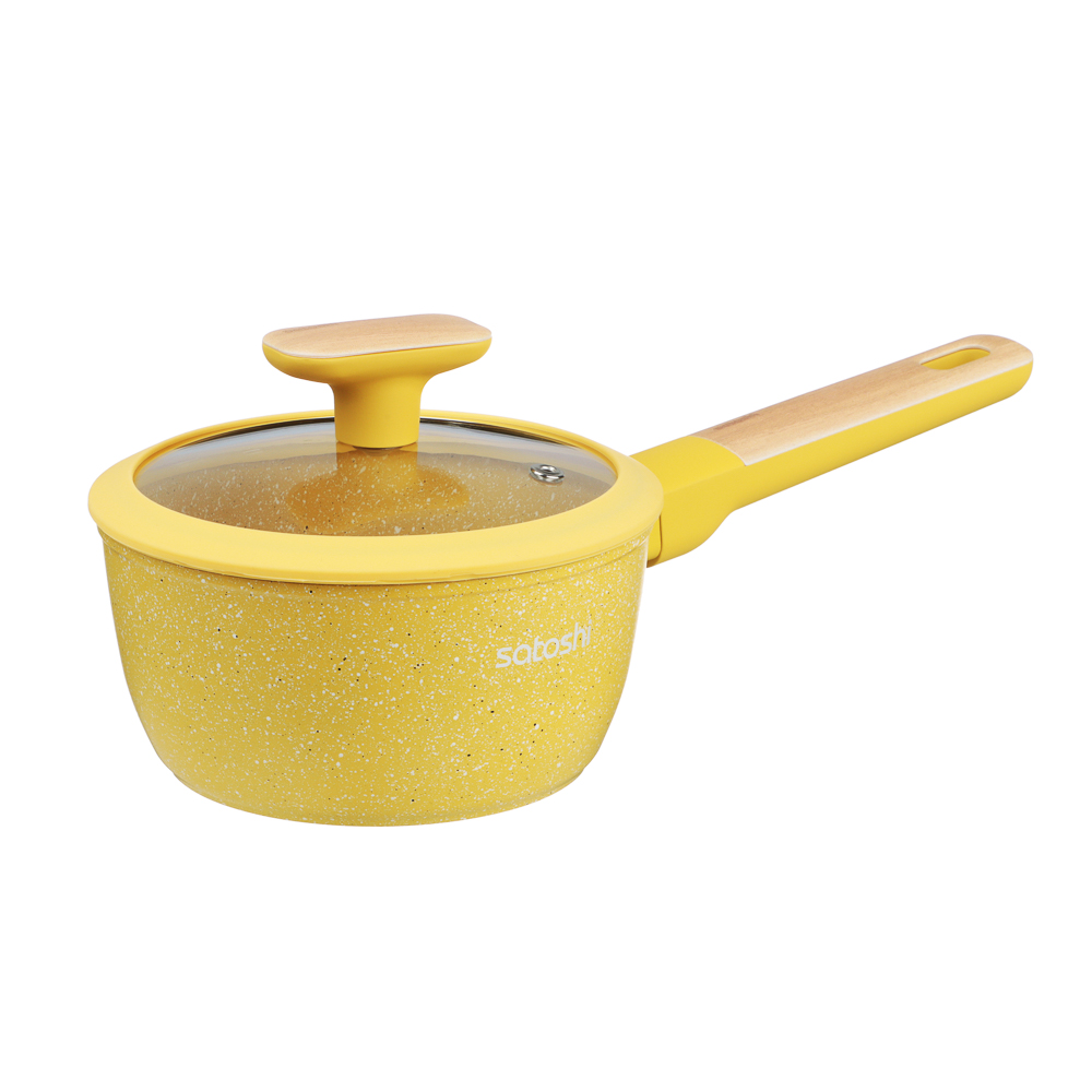 SATOSHI Дейзи Ковш 1,3л, d16см, с крышкой, антипригарное покрытие мрамор, индукция, 3 цвета, арт.№ 846-683