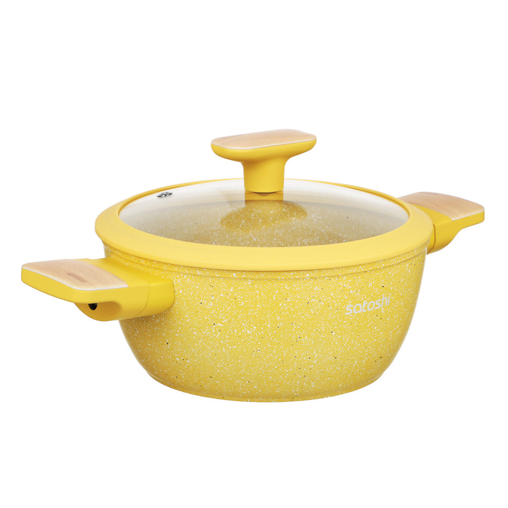 SATOSHI Дейзи Кастрюля 2,3л, d20х9см, антипригарное покрытие мрамор, индукция, 3 цвета, арт.№ 846-684