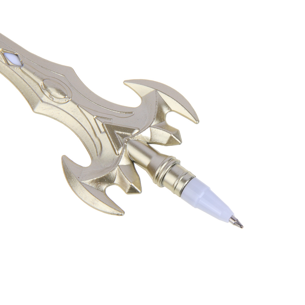 Ручка шариковая синяя в форме меча, пластик, 19х4 см, 4 дизайна, арт.№ 526-016