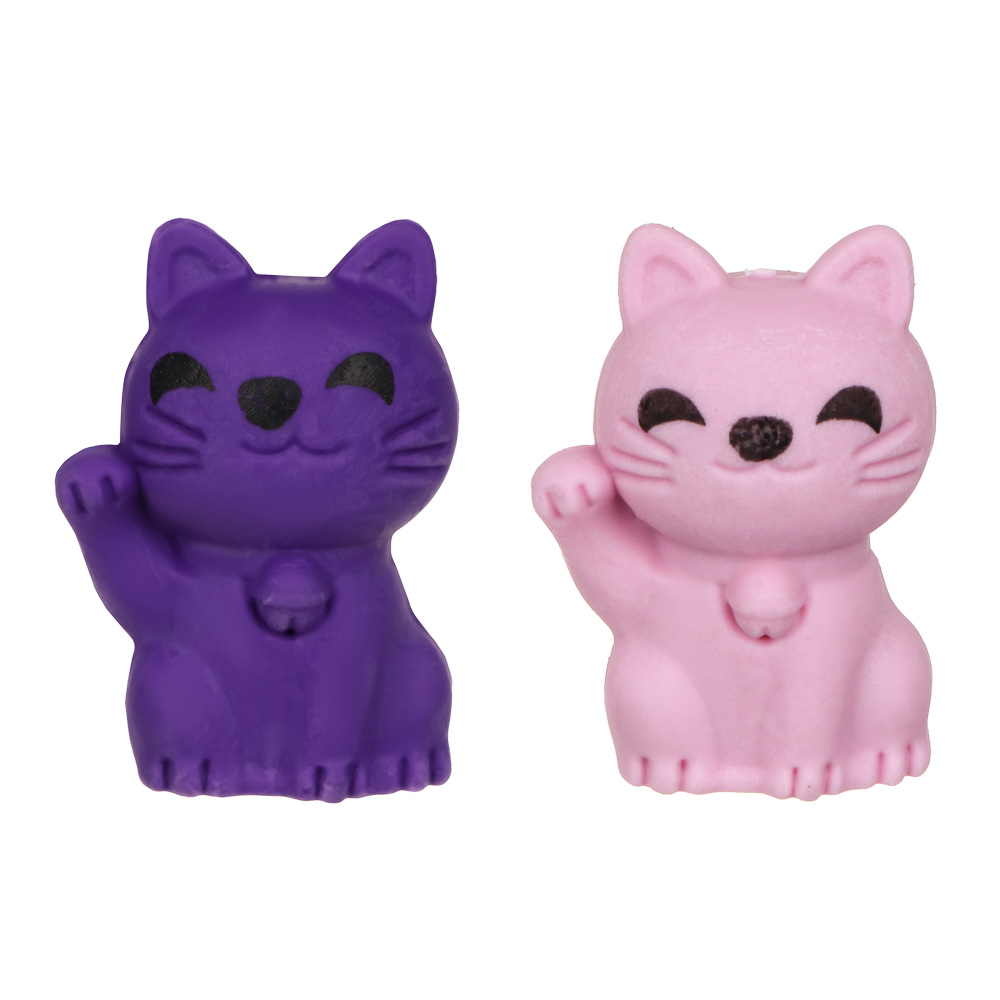 Ластик-топпер в форме котика, ТПР, 2 цвета, 3,1х2,3х1,5 см, арт.№ 607-046