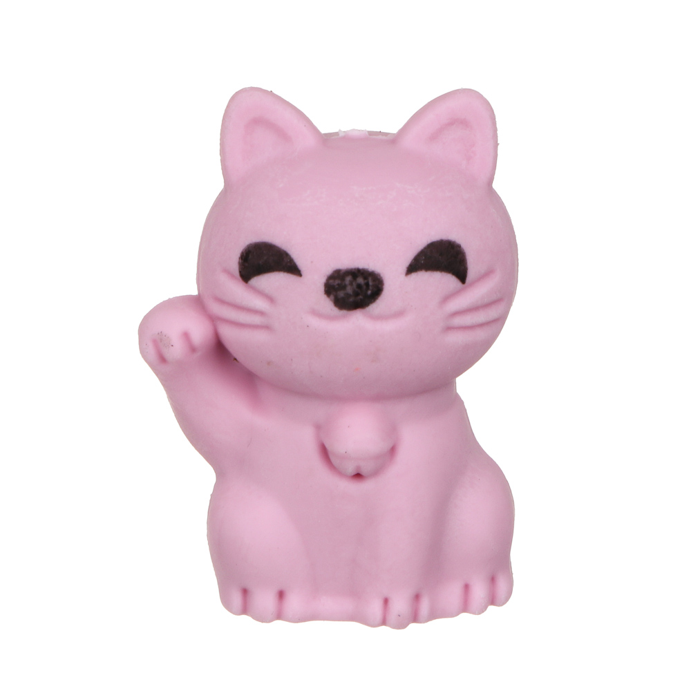 Ластик-топпер в форме котика, ТПР, 2 цвета, 3,1х2,3х1,5 см, арт.№ 607-046