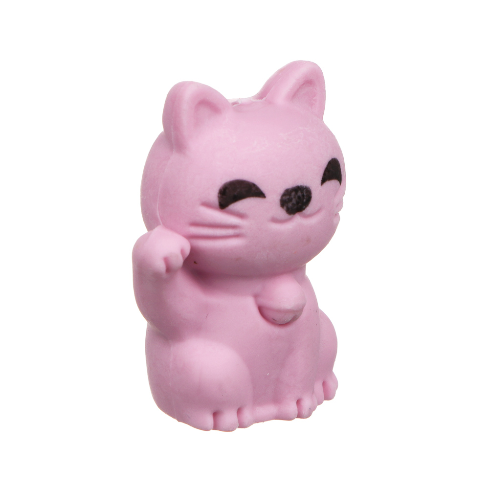 Ластик-топпер в форме котика, ТПР, 2 цвета, 3,1х2,3х1,5 см, арт.№ 607-046