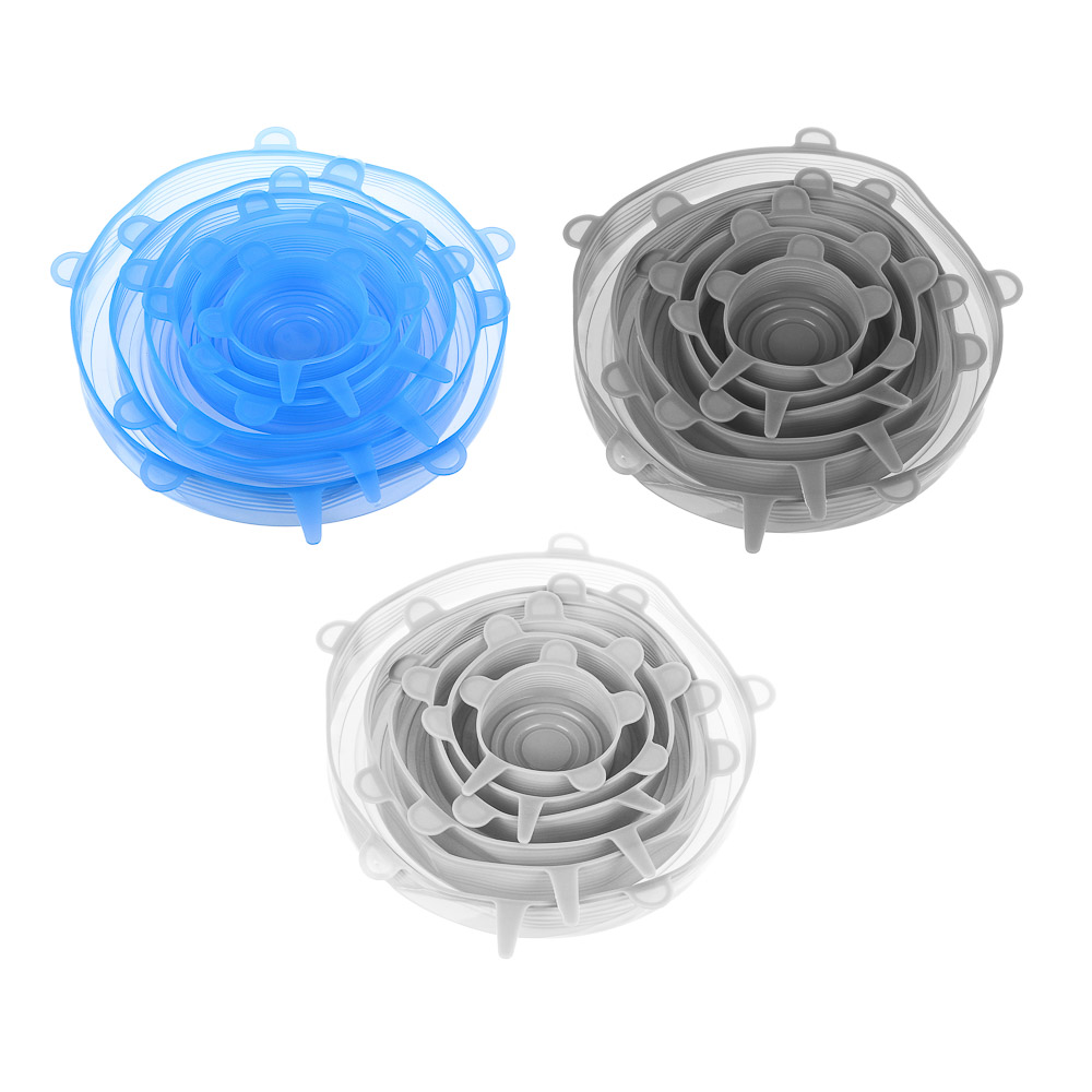 Набор универсальных крышек тм VETTA, 6шт, размеры от 6,5см до 19см, силикон, 3 цвета, арт.№ 437-268