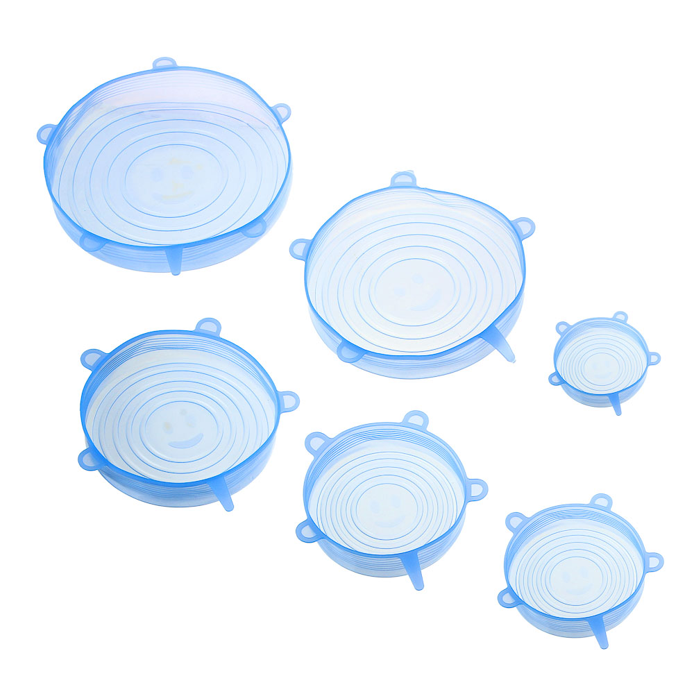 Набор универсальных крышек тм VETTA, 6шт, размеры от 6,5см до 19см, силикон, 3 цвета, арт.№ 437-268