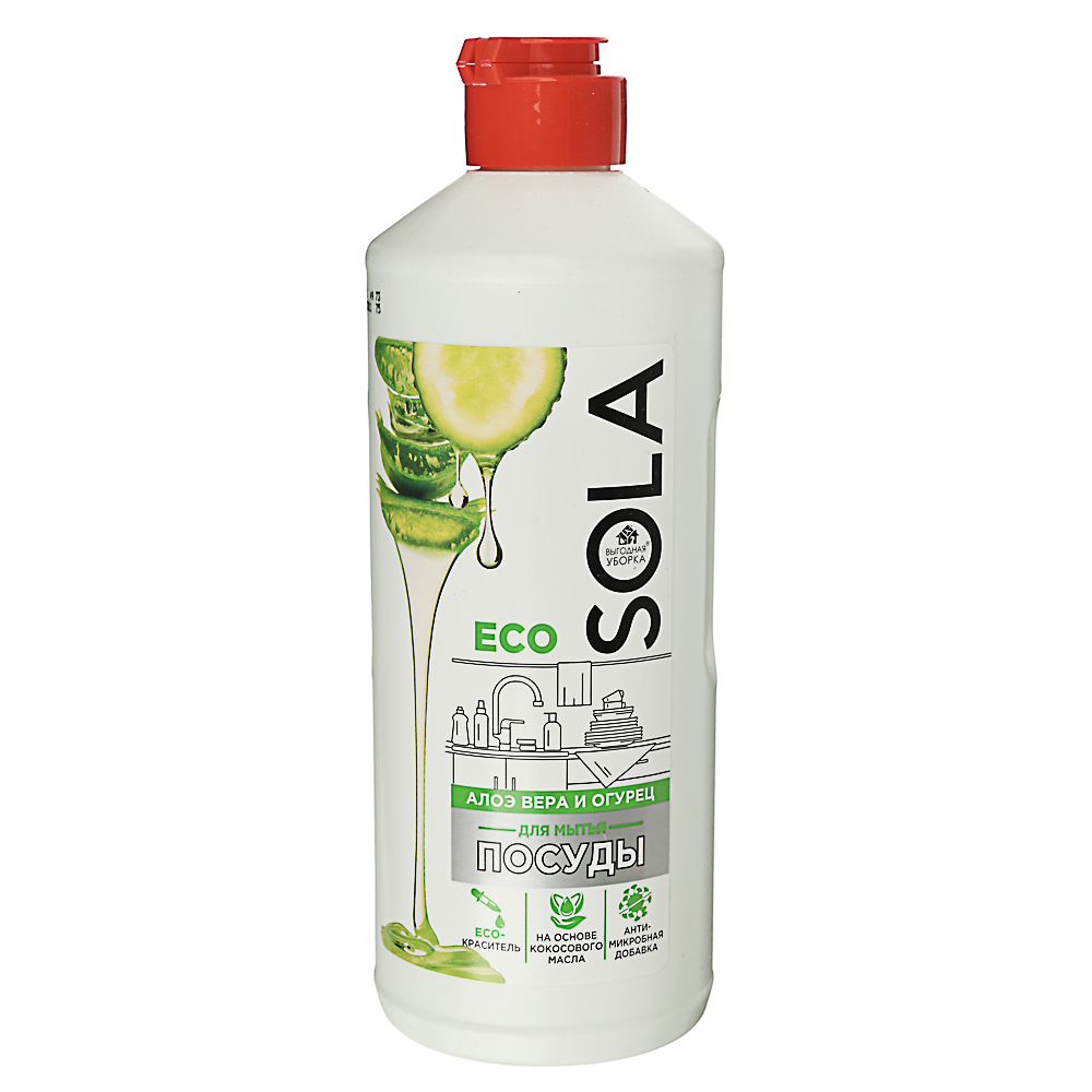 Средство для мытья посуды Sola Алоэ вера/Ромашка и хлопок, п/б 500мл, арт.Б-551,3094,3092, арт.№ 474-044