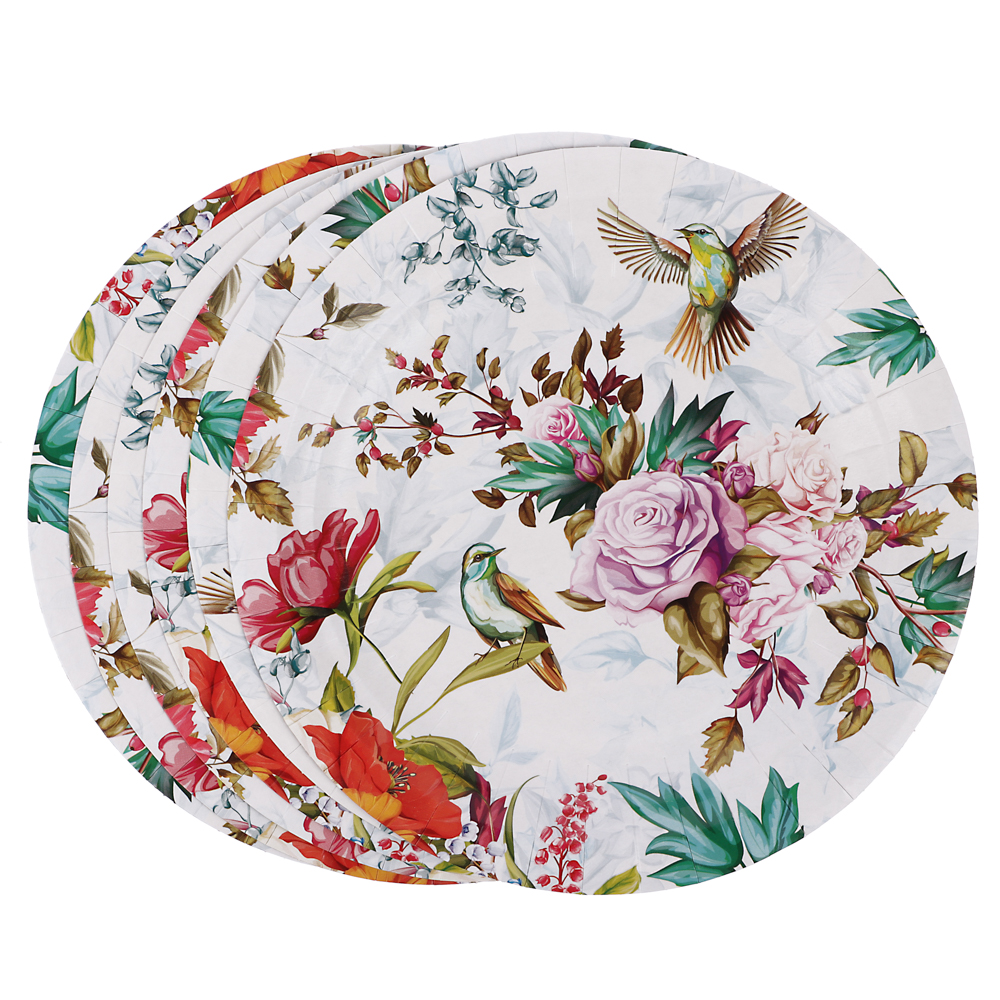 Набор бумажных тарелок Птицы и цветы, 6 шт, арт.№ 530-414