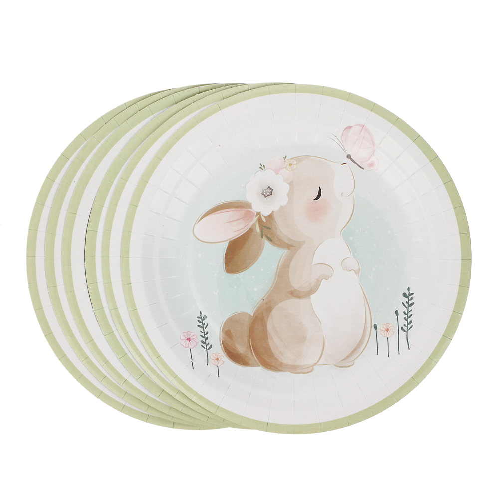Набор бумажных тарелок Милые кролики, 6 шт d=180 мм, арт.№ 530-417