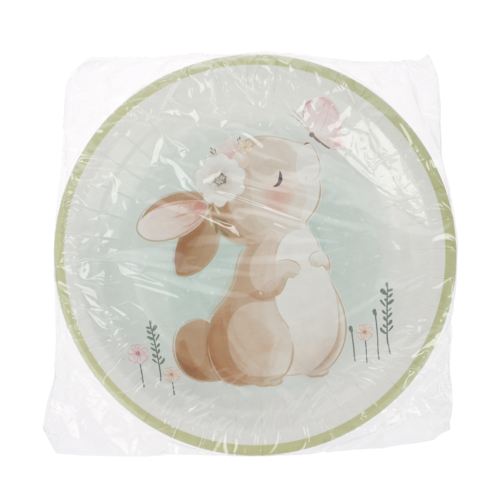 Набор бумажных тарелок Милые кролики, 6 шт d=180 мм, арт.№ 530-417