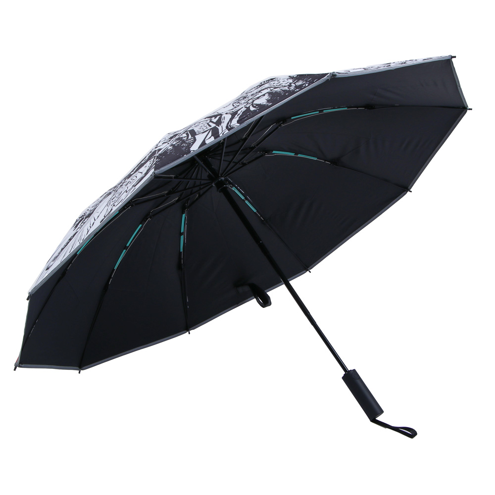 BY Русские Супергерои Зонт-автомат со светоотражающей лентой с ручкой soft touch, d100см, 10 спиц, арт.№ 302-390