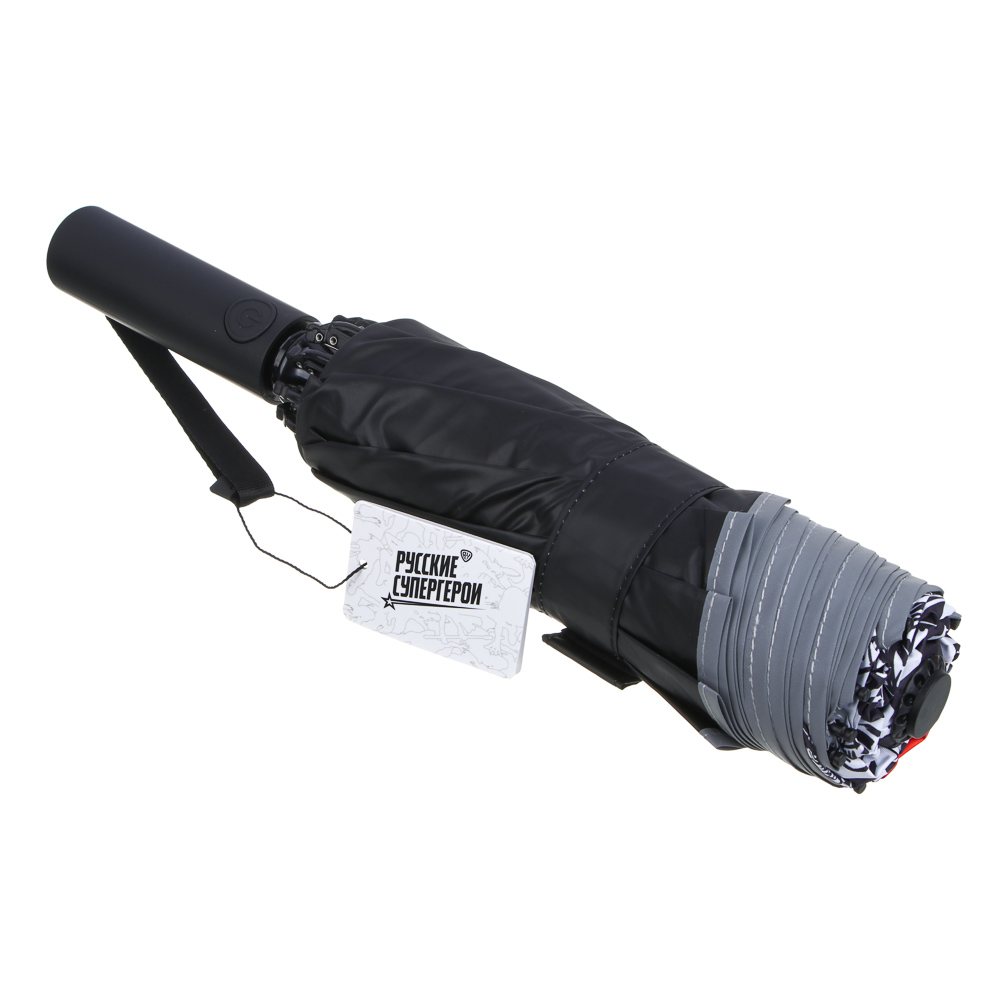 BY Русские Супергерои Зонт-автомат со светоотражающей лентой с ручкой soft touch, d100см, 10 спиц, арт.№ 302-390