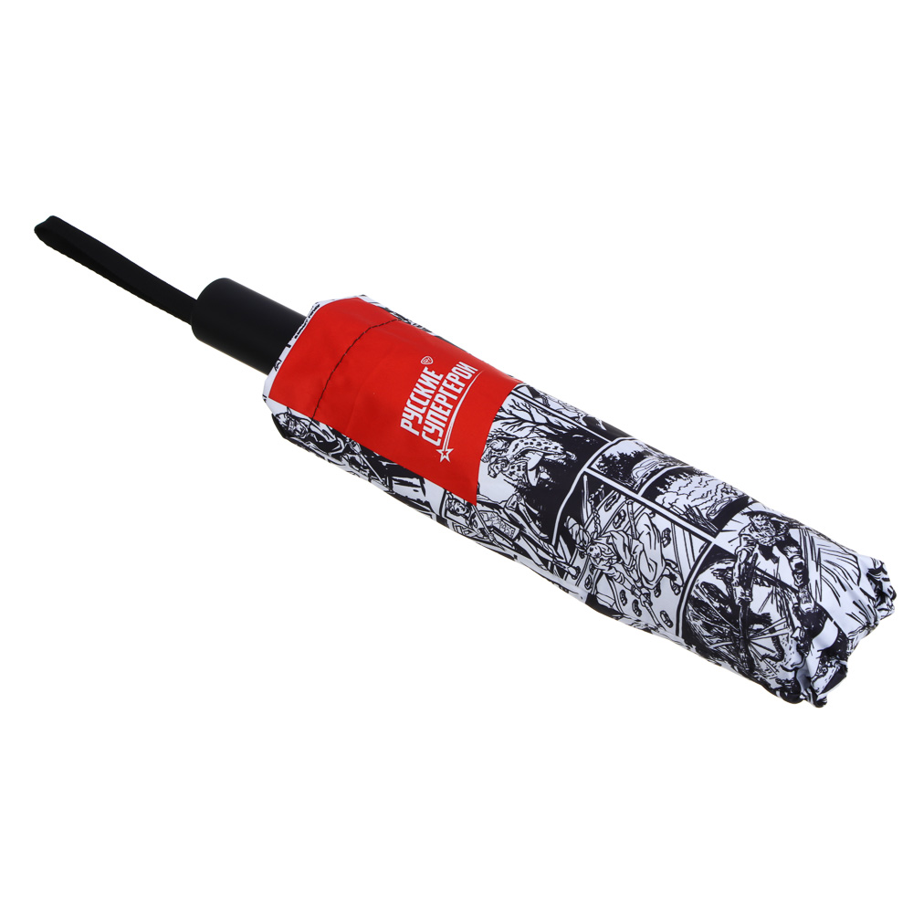 BY Русские Супергерои Зонт-автомат со светоотражающей лентой с ручкой soft touch, d100см, 10 спиц, арт.№ 302-390