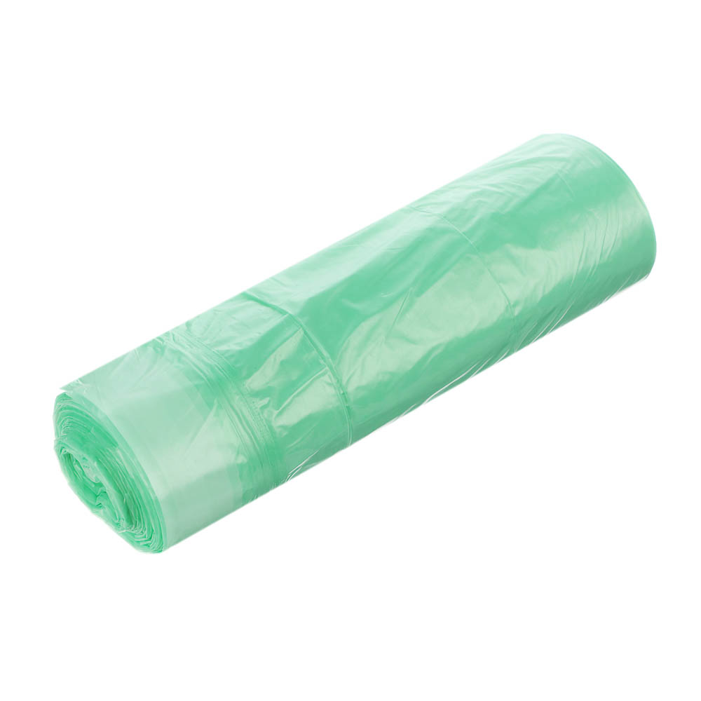 VETTA Мешки для мусора с завязками 35 л., 15 шт., стандарт, зелёные, рулон, арт.№ 449-046