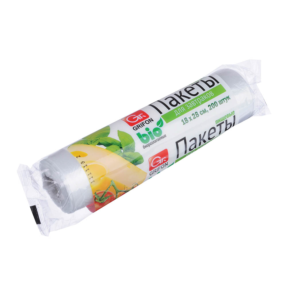 GRIFON Пакеты для завтраков Bio 200шт, 1л, 18x28см, в рулоне, 100-001, арт.№ 438-013