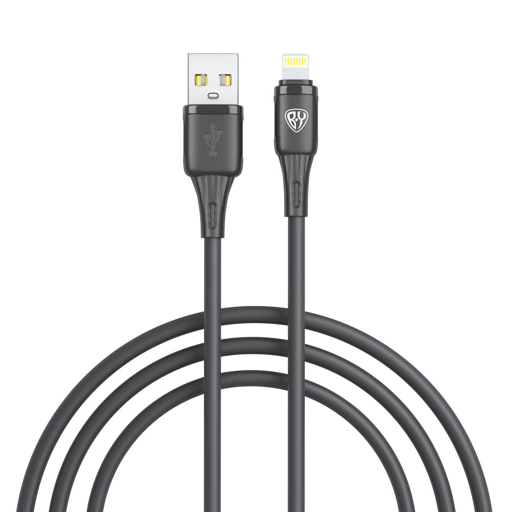 Кабель для зарядки USB(A)-iP BY Twist, 12Вт, 1 м, 2.4A, гибкий силикон, чёрный, арт.№ 931-620