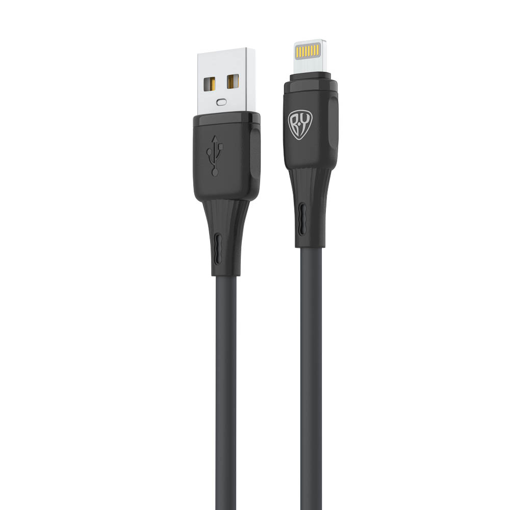 Кабель для зарядки USB(A)-iP BY Twist, 12Вт, 1 м, 2.4A, гибкий силикон, чёрный, арт.№ 931-620