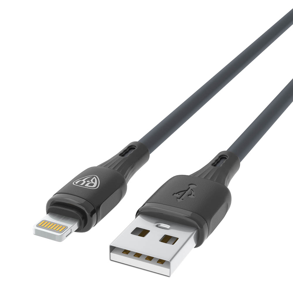 Кабель для зарядки USB(A)-iP BY Twist, 12Вт, 1 м, 2.4A, гибкий силикон, чёрный, арт.№ 931-620