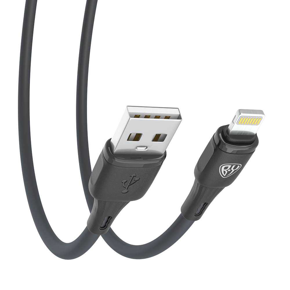Кабель для зарядки USB(A)-iP BY Twist, 12Вт, 1 м, 2.4A, гибкий силикон, чёрный, арт.№ 931-620