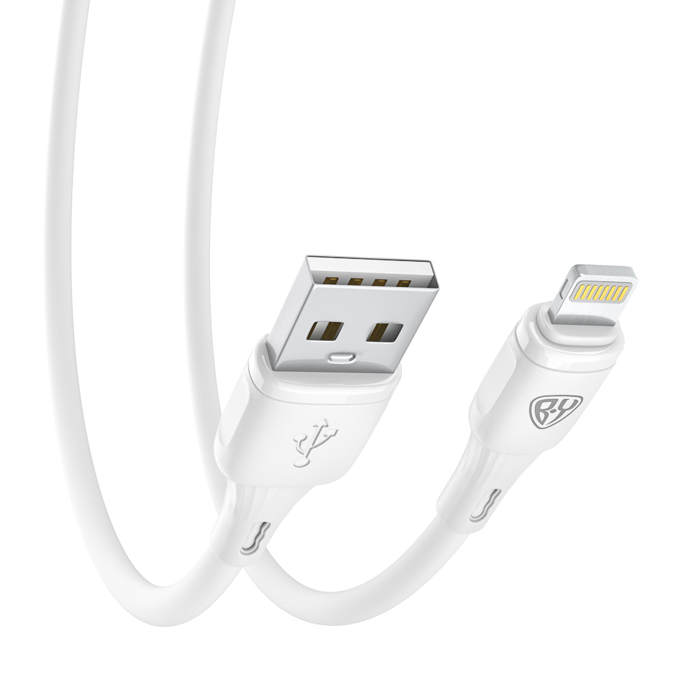Кабель для зарядки USB(A)-iP BY Twist, 12Вт, 1 м, 2.4A, гибкий силикон, белый, арт.№ 931-621