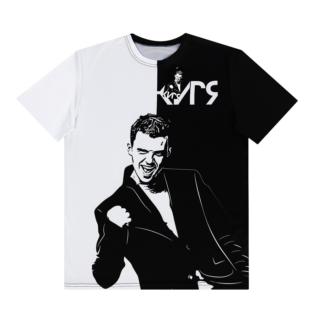 Футболка спортивная для взрослых «КИРЯ», размер M, 100% полиэстер, черно-белая, арт.№ 006-041