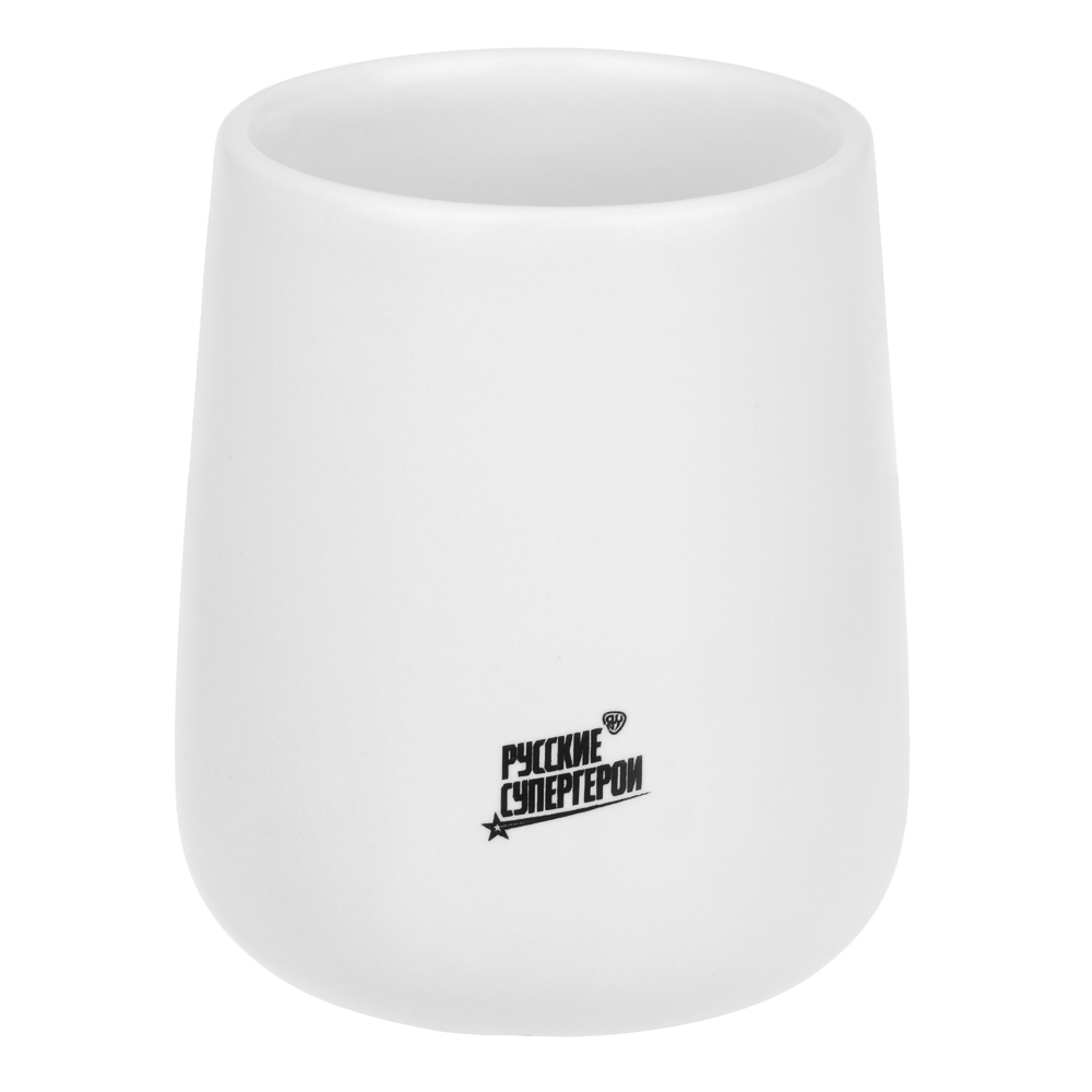 BY Русские Супергерои Стакан для ванной комнаты, 400 мл, керамика, белый, арт.№ 463-439