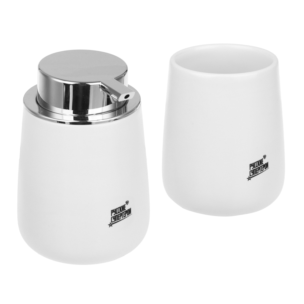 BY Русские Супергерои Стакан для ванной комнаты, 400 мл, керамика, белый, арт.№ 463-439