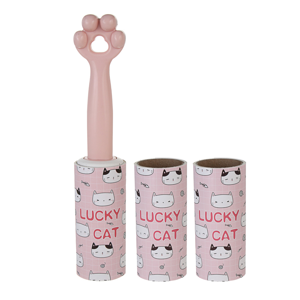 Ролик для чистки одежды тм VETTA с кошачьей лапкой + 2 сменных блока, 40 листов, пластик, арт.№ 454-014