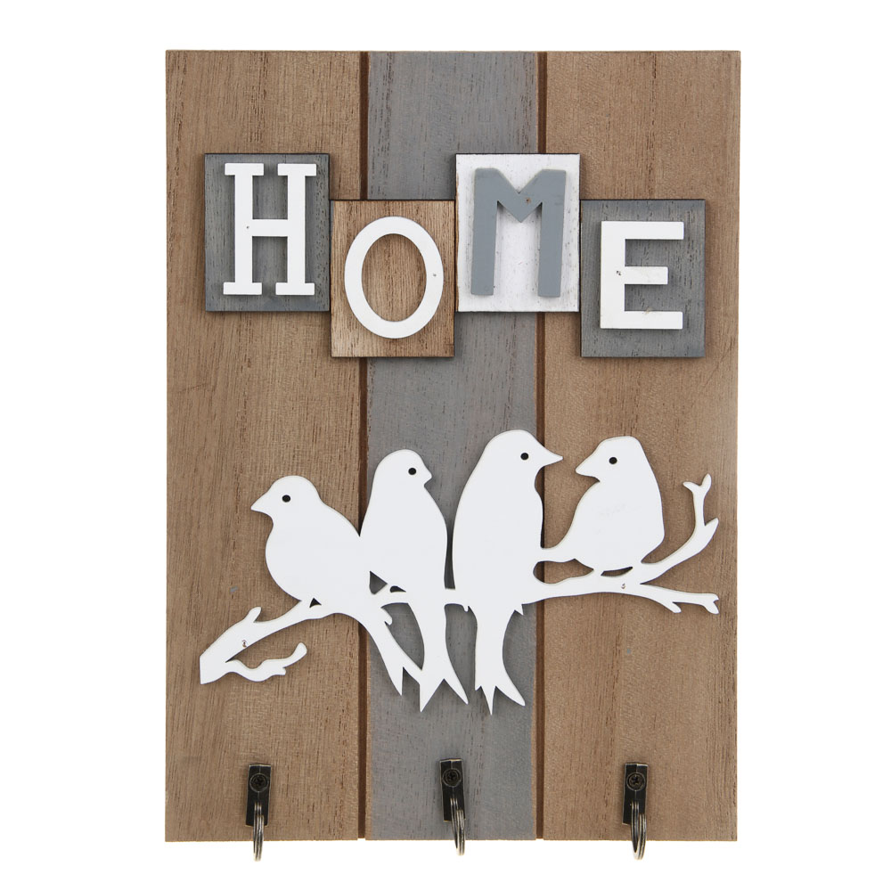 Ключница открытого типа HOME на 3 крючка, 24x17x3 см, МДФ, арт.№ 510-017