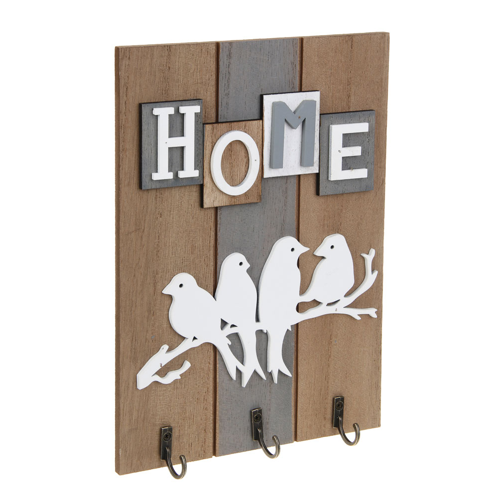 Ключница открытого типа HOME на 3 крючка, 24x17x3 см, МДФ, арт.№ 510-017