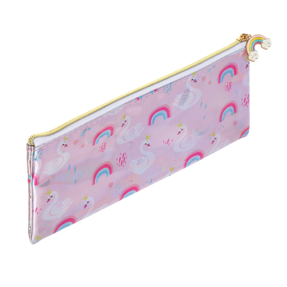 Пенал школьный плоский 20,5х8,5 см ЦАРЕВНА ЛЕБЕДЬ, ПВХ с эффектом "металлик", арт.№ 524-223