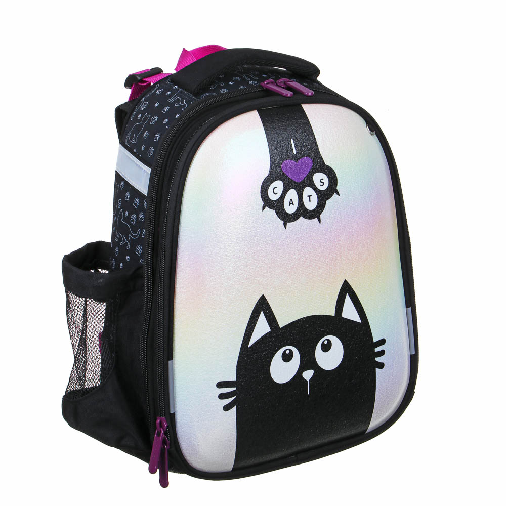 МИЛЫЙ КОТИК Рюкзак шк.жесткий 38х28х15см, 2 отд., 2 карм., эргон.спинка, лямки с рег.по росту, ПЭ, арт.№ 254-800