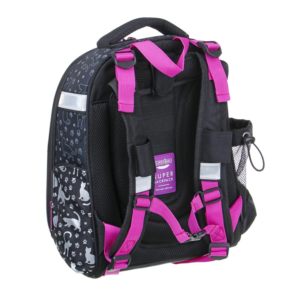 МИЛЫЙ КОТИК Рюкзак шк.жесткий 38х28х15см, 2 отд., 2 карм., эргон.спинка, лямки с рег.по росту, ПЭ, арт.№ 254-800