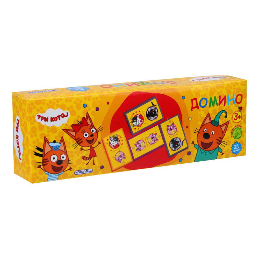 ИГРОЛЕНД Домино "ТРИ КОТА", 21 пр., пластик, 16х3х5см, арт.№ 896-068